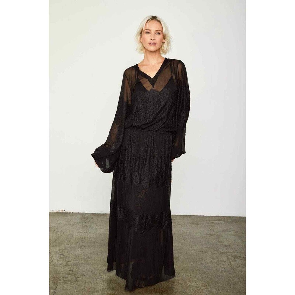 NWT We Are HAH Royal HAHness Black Lace Maxi Dress Womens XS/S MSRP $368